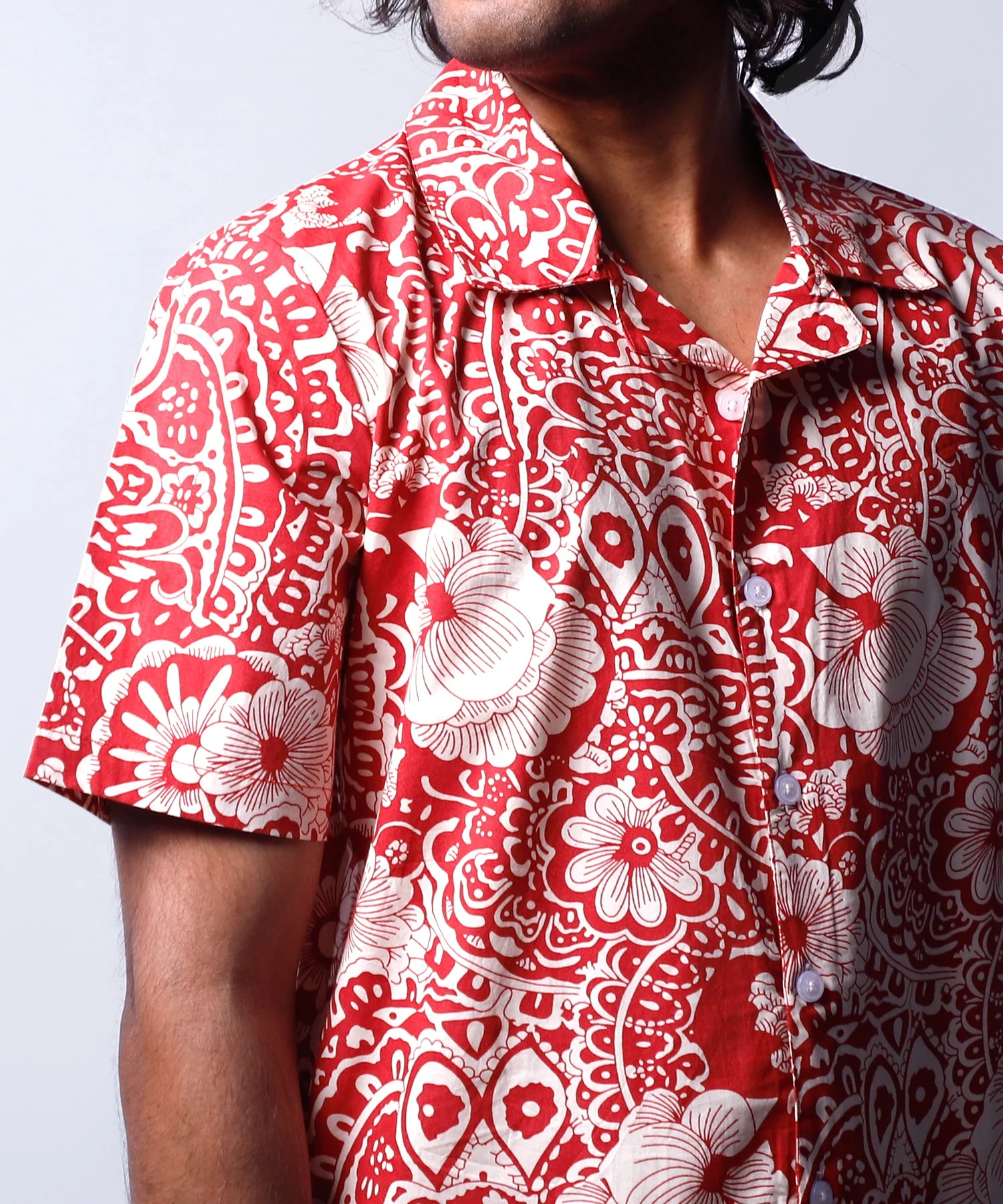 पलाश - Cuban Collar Printed Shirt #6 - Image 4