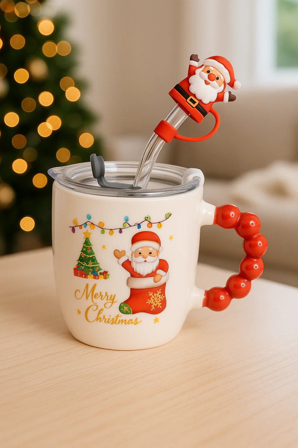 🎅 Festive “Merry Christmas” Santa Mug with Straw & Lid Set - Image 11