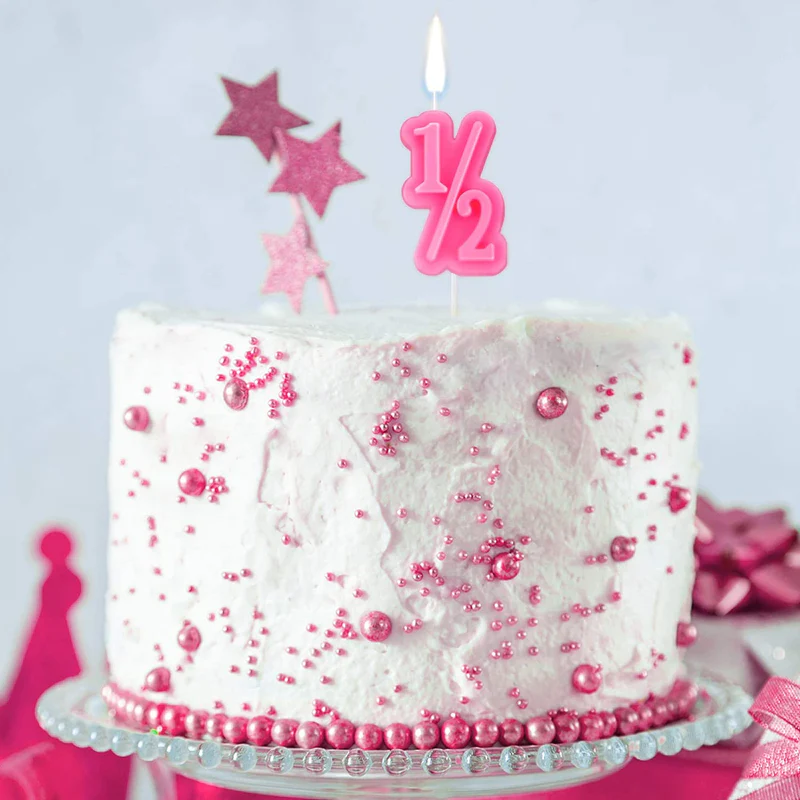 1/2 Year Old Number Cake Candle (Pink) (Pack of 1) - Image 4