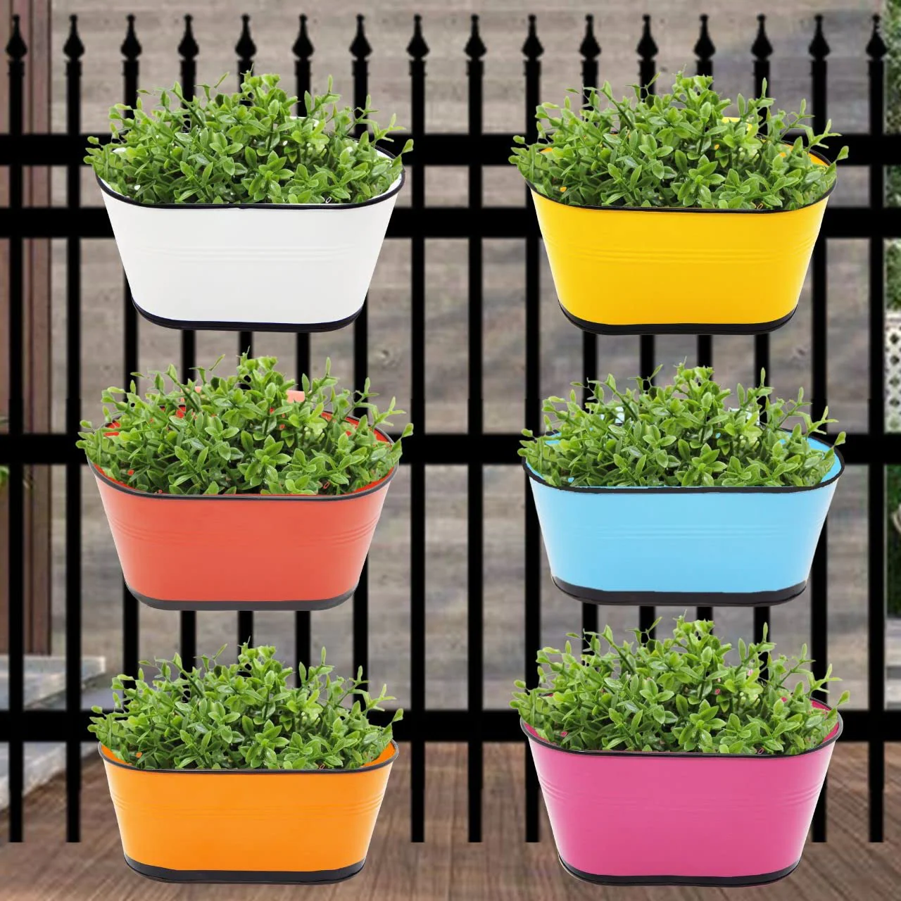 10 inches Balcony Railing Planter, Multicolor