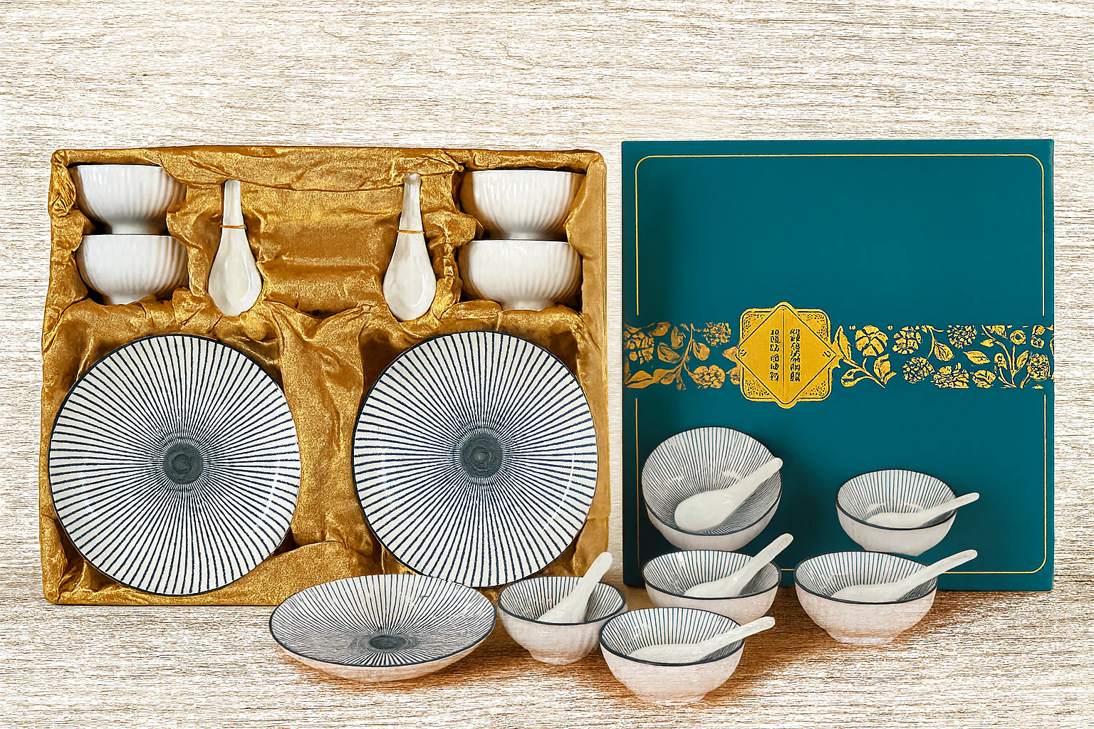 10 piece Ceramic Dinnerware Set -Elegant Blue & White Design - Image 2