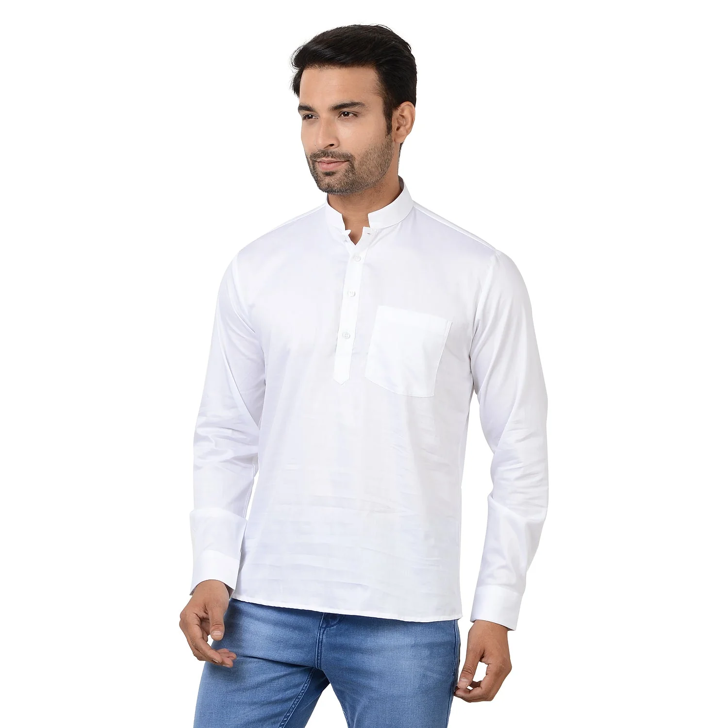 100% Pure Cotton Short Kurta in White - Image 2