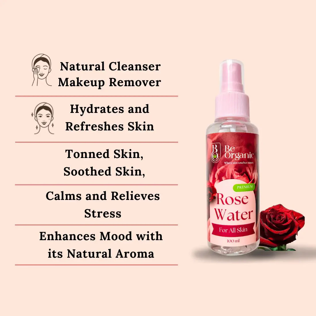 100% Pure Organic Rose Water for Face, Skin 100ml - Image 7