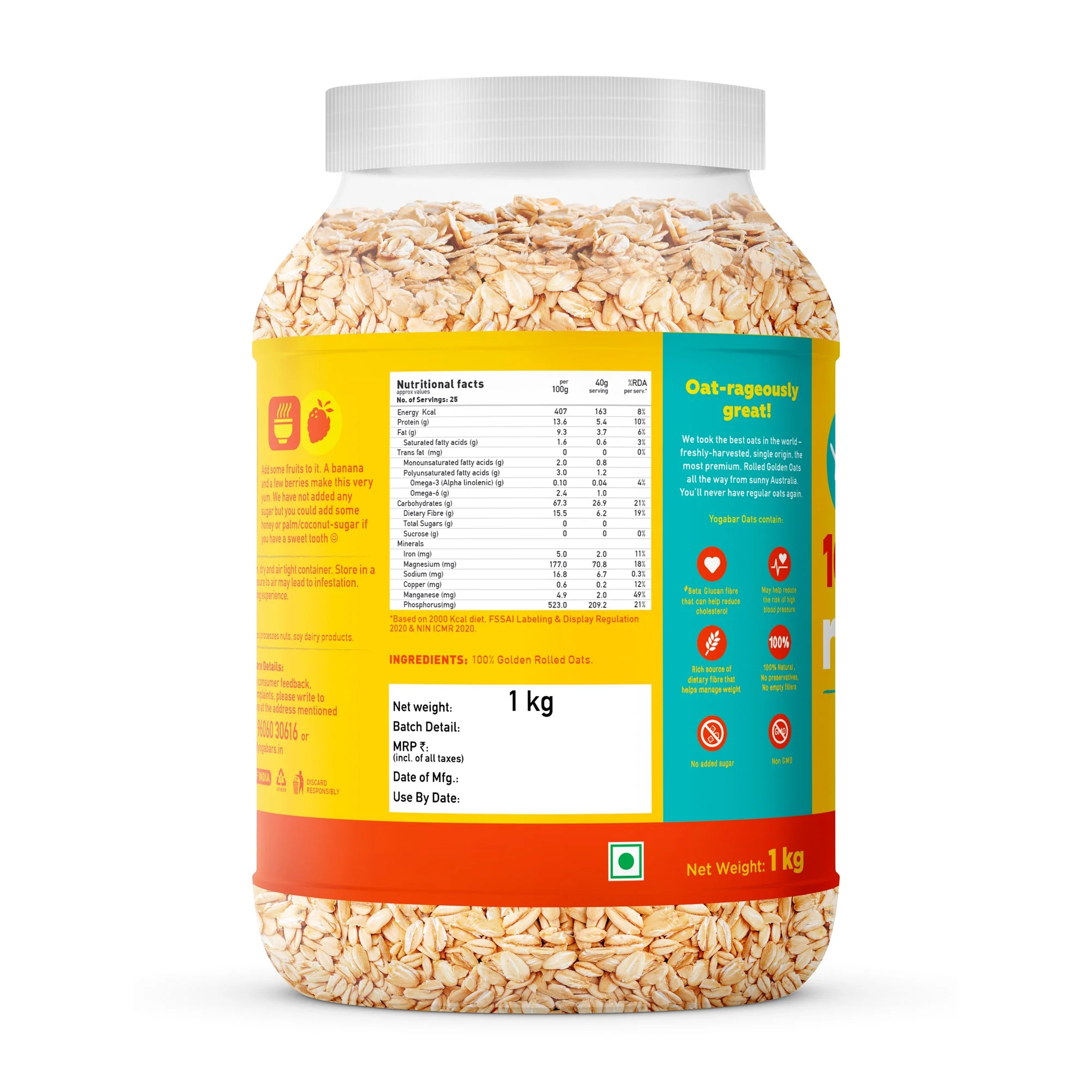 100% Rolled Oats 1kg - Image 3