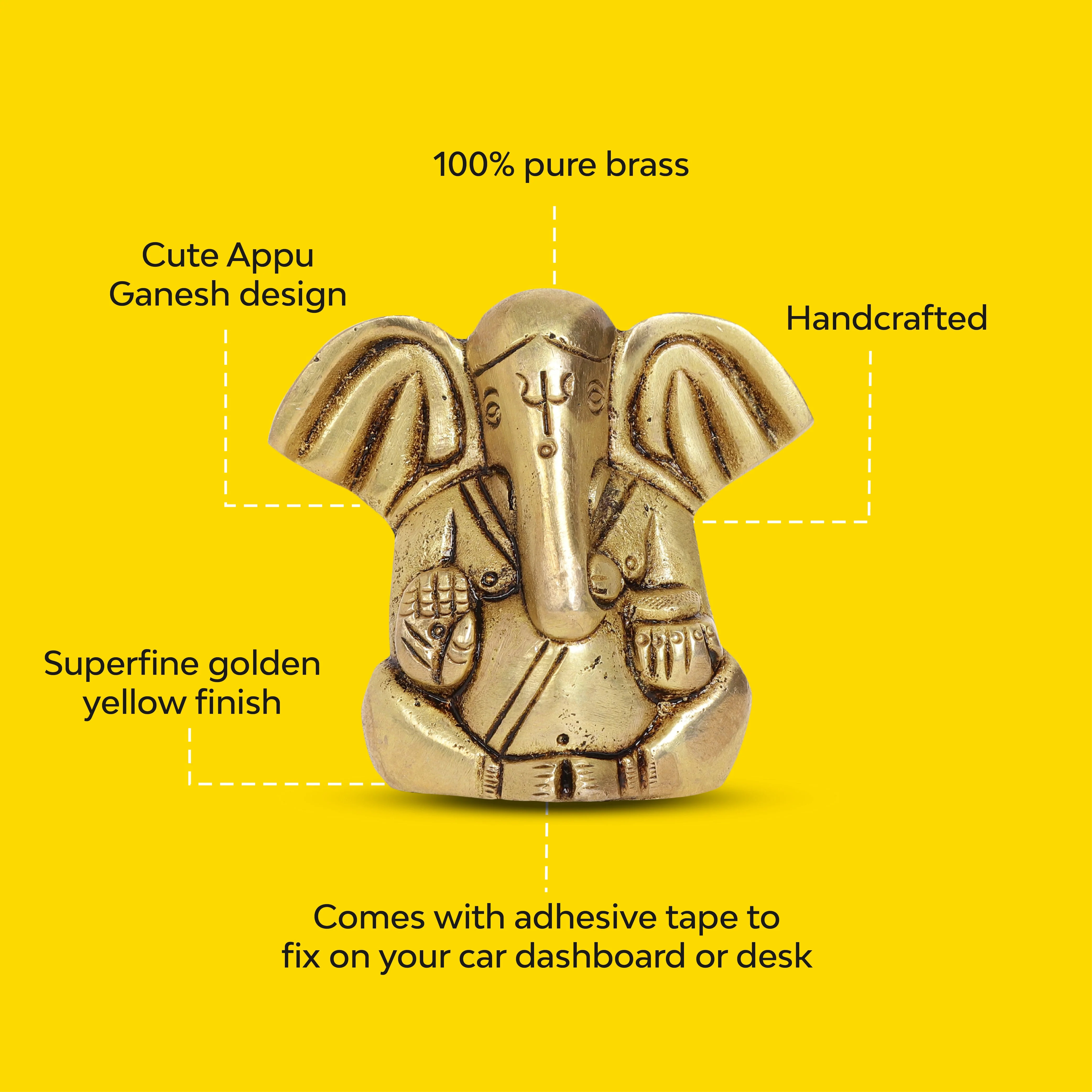 10Club Gift Box | 100% Pure Brass Appu Ganesh Idol For Home | Antique Finish - Image 6