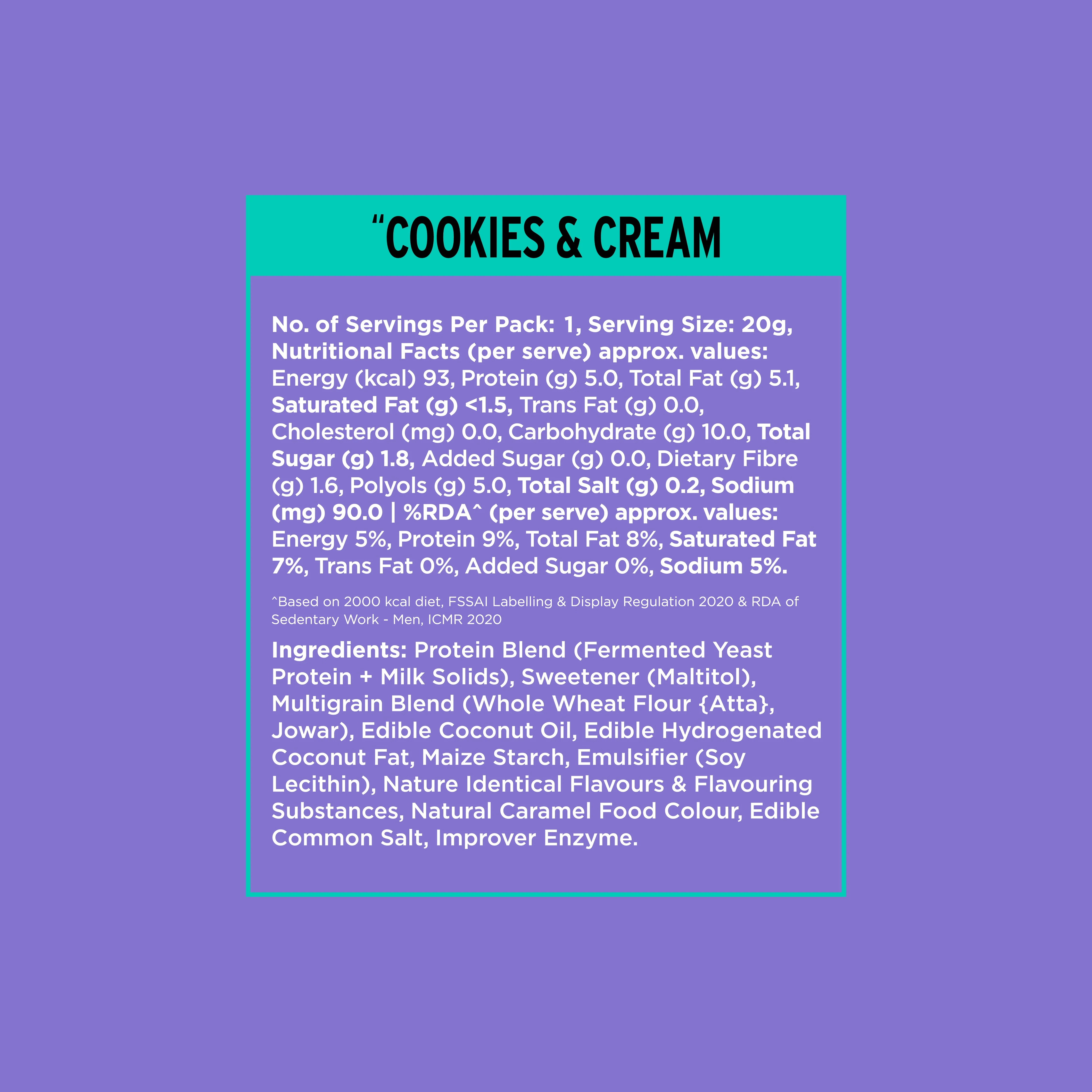 10g Protein Wafer Bars Cookies & Cream Flavour - Pack of 10 - Image 4