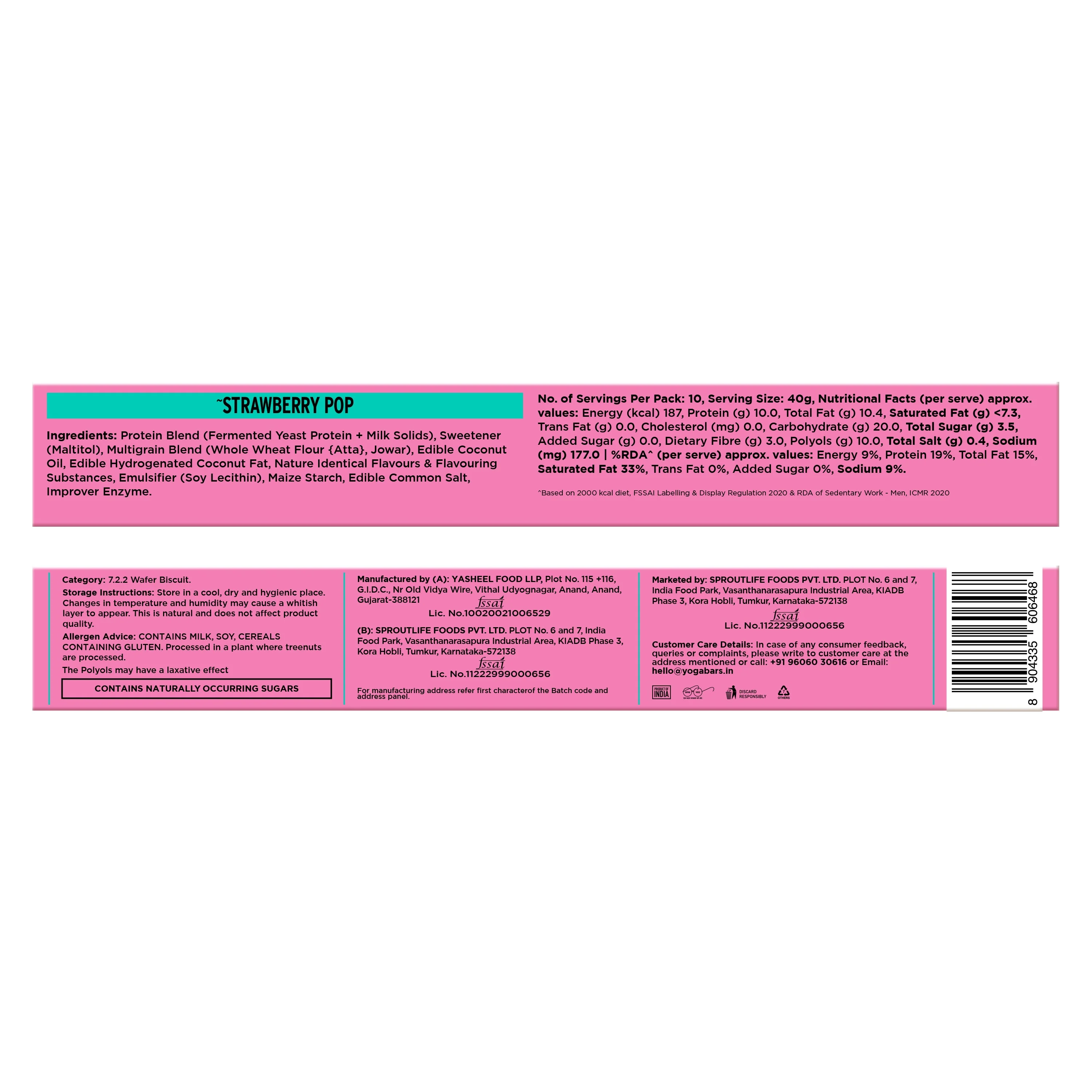 10g Protein Wafer Bars Strawberry Pop Flavour - Pack of 10 - Image 6