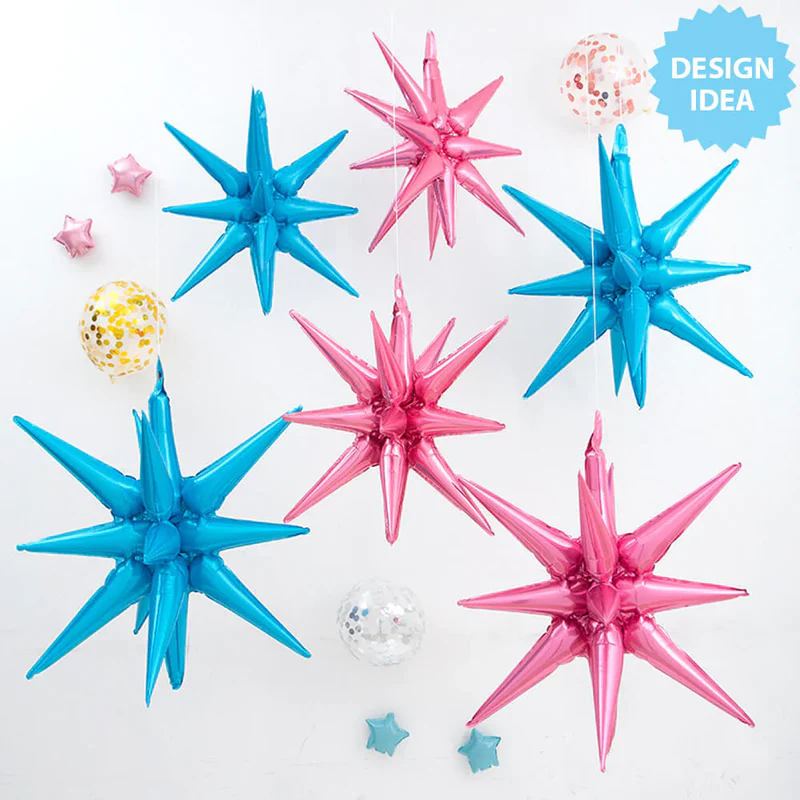 12 Point Starburst Shape Foil Balloon (Green) (Pack of 1) - Image 3