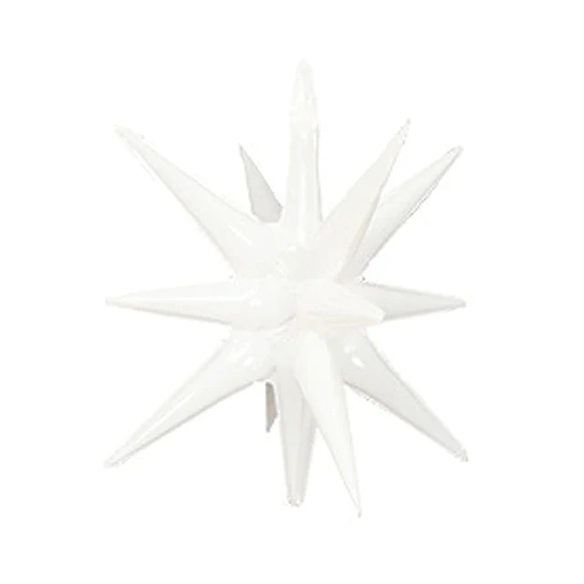 12 Point Starburst Shape Foil Balloon (White) (Pack of 1)