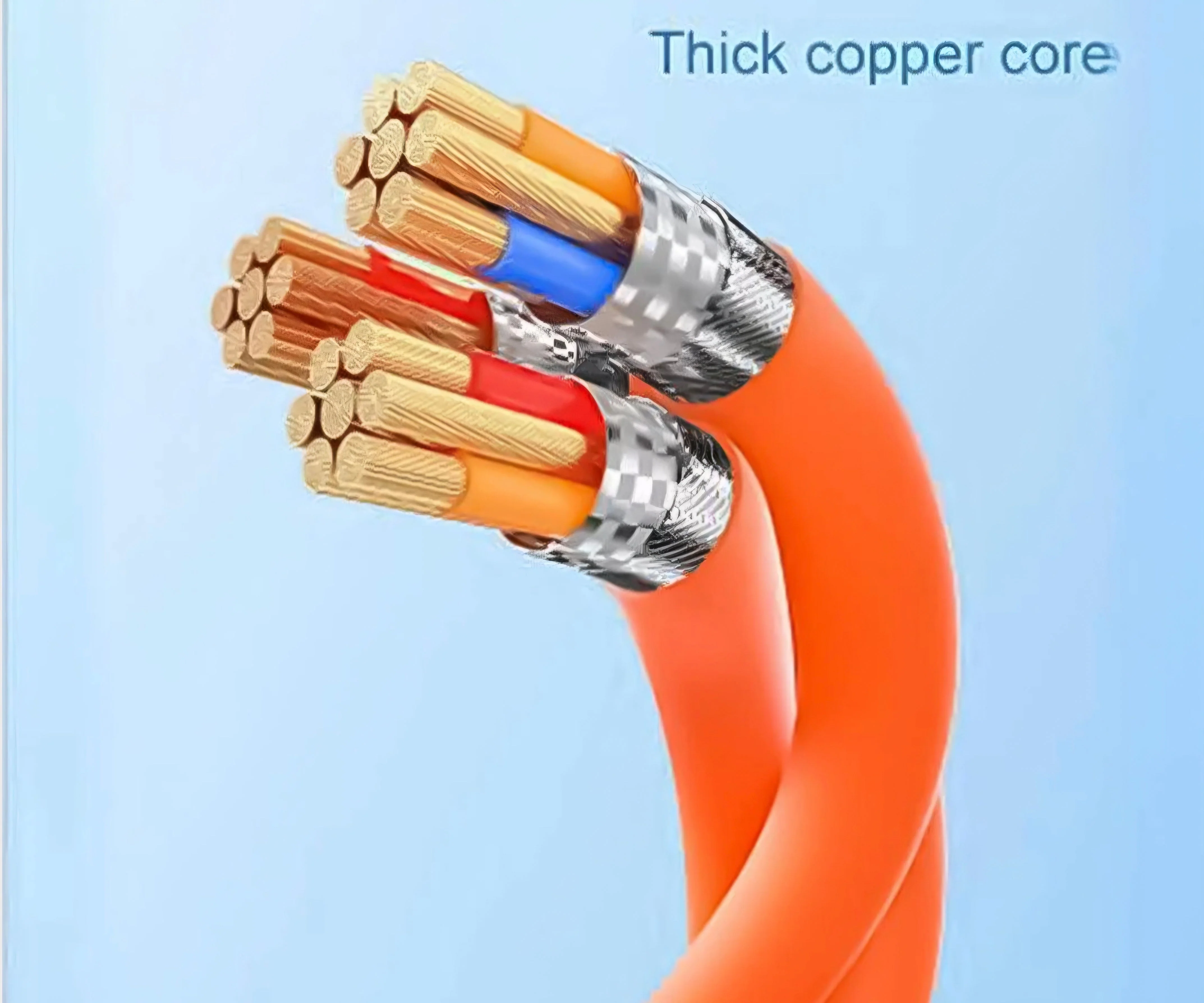 120W 3 in 1 Orange silicone cable - Image 6