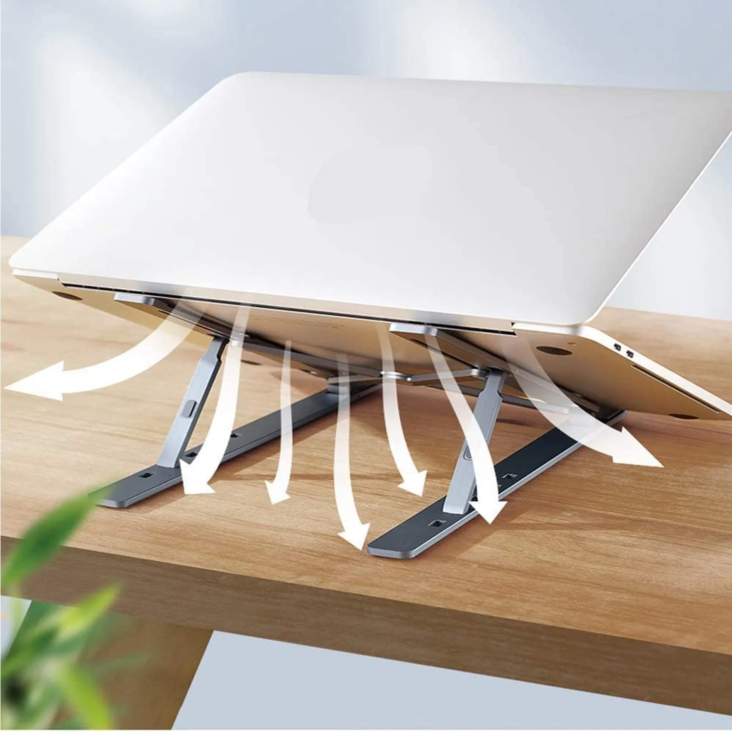 Laptop Stand for Desk | Metal Portable Laptop Stand, with 7 Adjustable Angles | Laptop Riser, Phone, and Tablet Stand | Compatible for All Laptop - Image 3