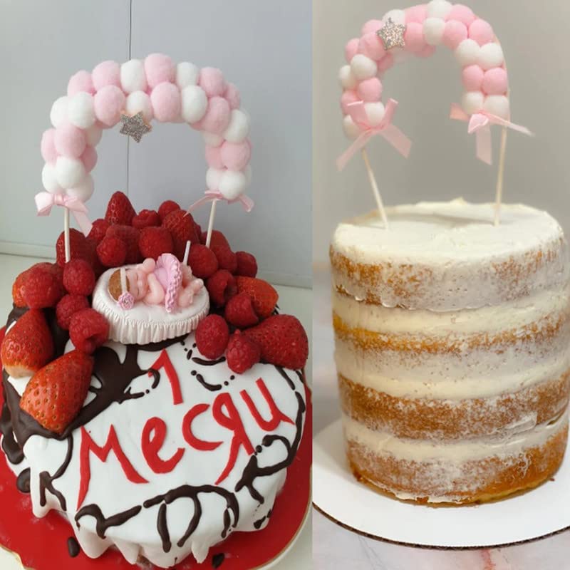 13*20 cm Purple Arch Pom Pom Cake Topper - Image 4