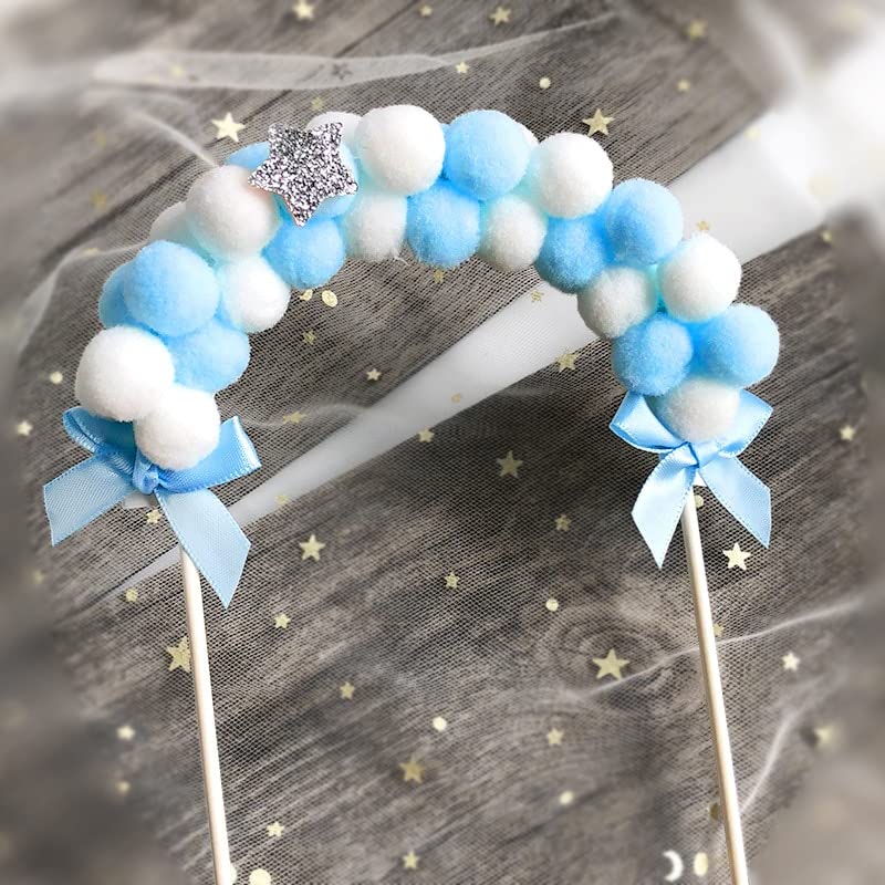 13*20 cm Sky Blue Arch Pom Pom Cake Topper - Image 2