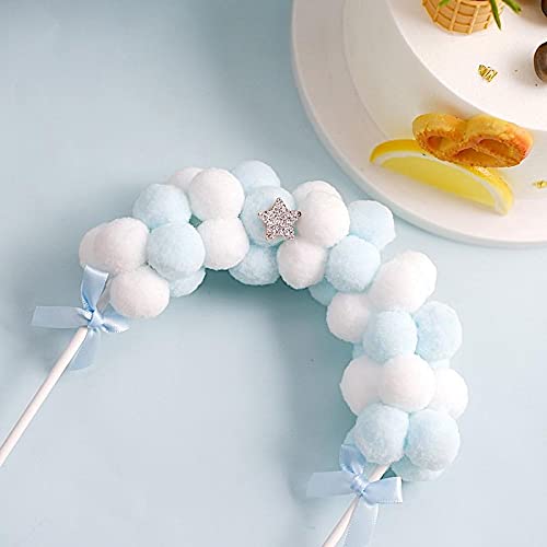 13*20 cm Sky Blue Arch Pom Pom Cake Topper - Image 3