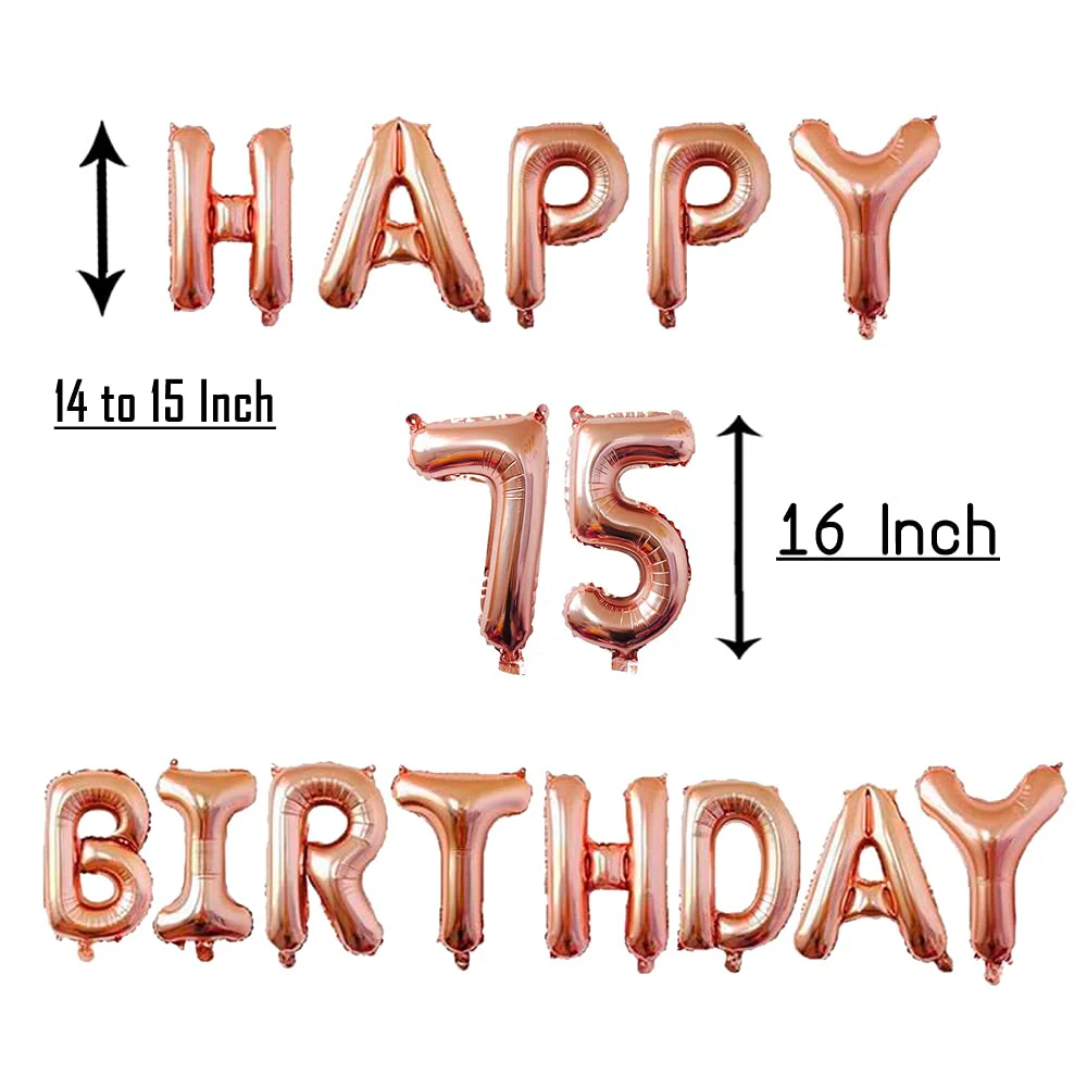 16 Inch 18th Happy Birthday Alphabets & 16 Inch 18 Number Rosegold Foil Balloon - Image 3