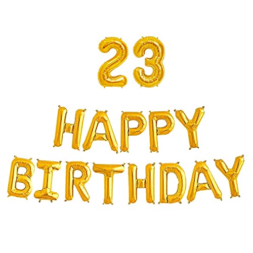 16 Inch 23rd Happy Birthday Alphabets & 16 Inch 23 Number Gold Foil Balloon - Image 2