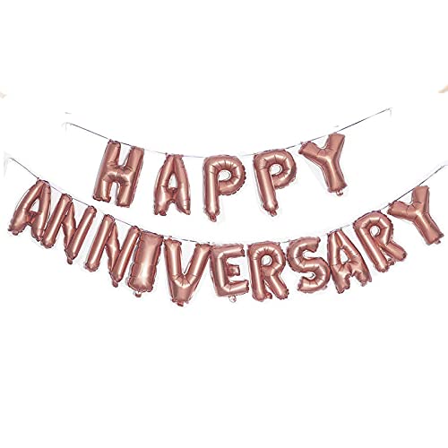 16 Inch 35th Happy Anniversary Alphabets & 32 Inch 35 Number Rosegold Foil Balloon - Image 3