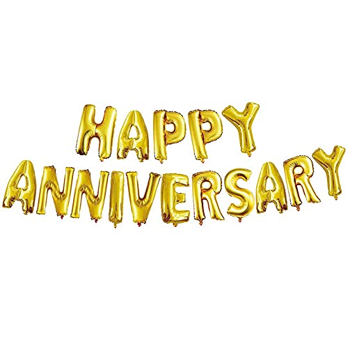16 Inch 5th Happy Anniversary Alphabets & 16 Inch 5 Number Gold Foil Balloon - Image 3