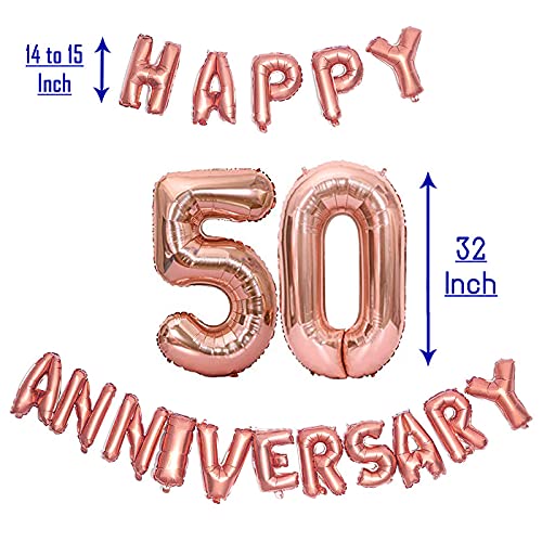 16 Inch 8th Happy Anniversary Alphabets & 32 Inch 8 Number Rosegold Foil Balloon - Image 2