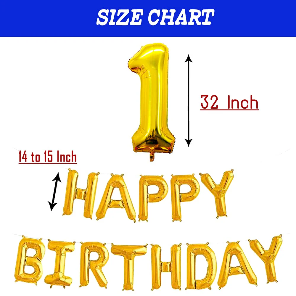16 Inch 8th Happy Birthday Alphabets & 32 Inch 8 Number Gold Foil Balloon - Image 3
