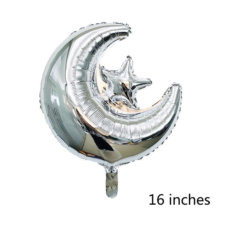 16 Inch Moon Star Shaped Silver Helium Foil Balloon - Image 2