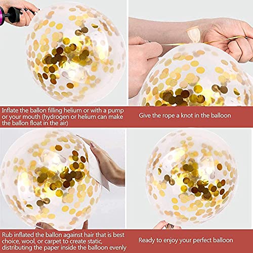 16 Inch Number 2  Gold Foil Balloon With 5 Pcs Confetti Balloons - Image 6