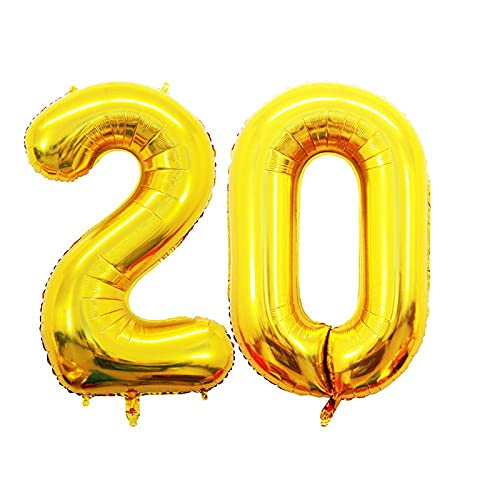 16 Inch Number 20 Gold Foil Balloon With 30 Pcs Confetti Balloons - Image 2