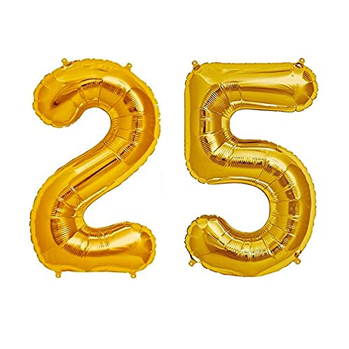 16 Inch Number 25  Gold Foil Balloon With 5 Pcs Confetti Balloons - Image 2