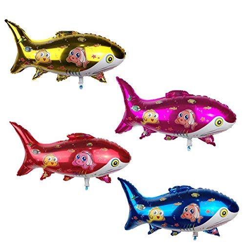 16 Inch Red Printed Fish Shape/Shark Foil Balloon Supplies (Pack of 1) - Image 2