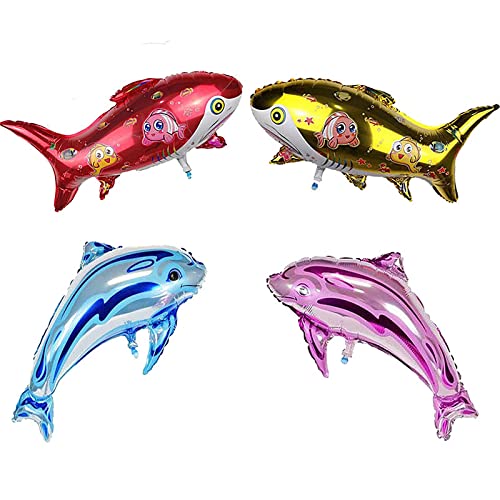 16 Inch Red Printed Fish Shape/Shark Foil Balloon Supplies (Pack of 1) - Image 3