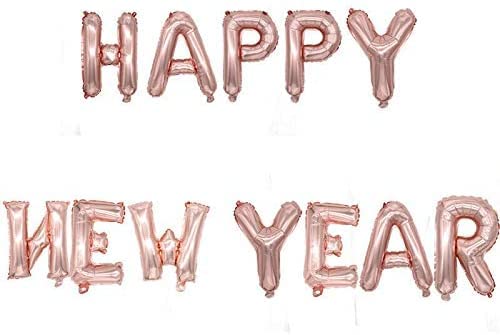 16 Inch Rose Gold Happy New Year Letter Foil Balloon (Pack of 12) - Image 2
