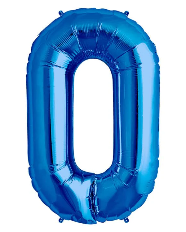 16 Inch Solid 0 Number Blue Foil Balloon