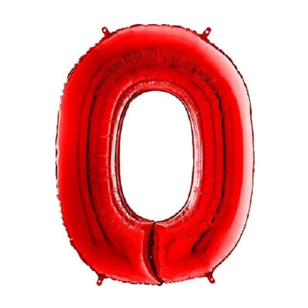 16 Inch Solid 0 Number Red Foil Balloon