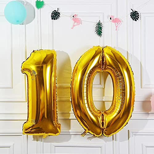 16 Inch Solid 10 Number Gold Foil Balloon - Image 2