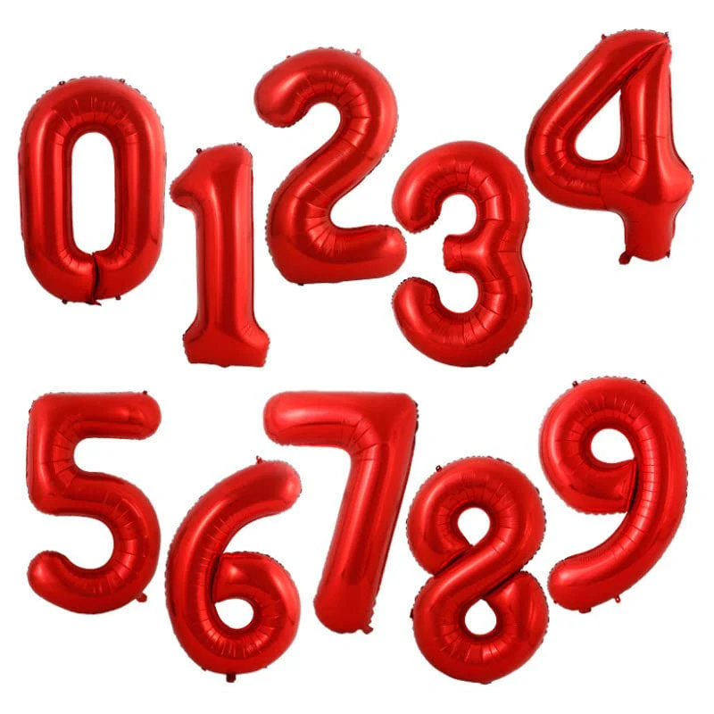 16 Inch Solid 10 Number Red Foil Balloon - Image 4