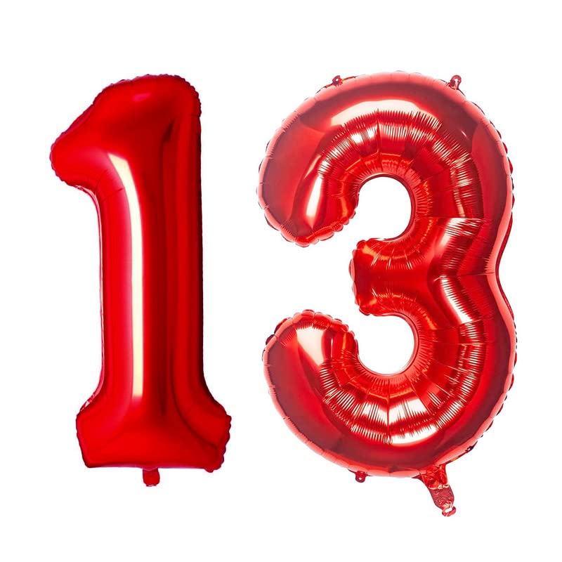 16 Inch Solid 13 Number Red Foil Balloon