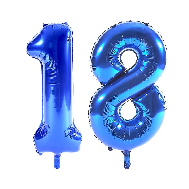 16 Inch Solid 18 Number Blue Foil Balloon