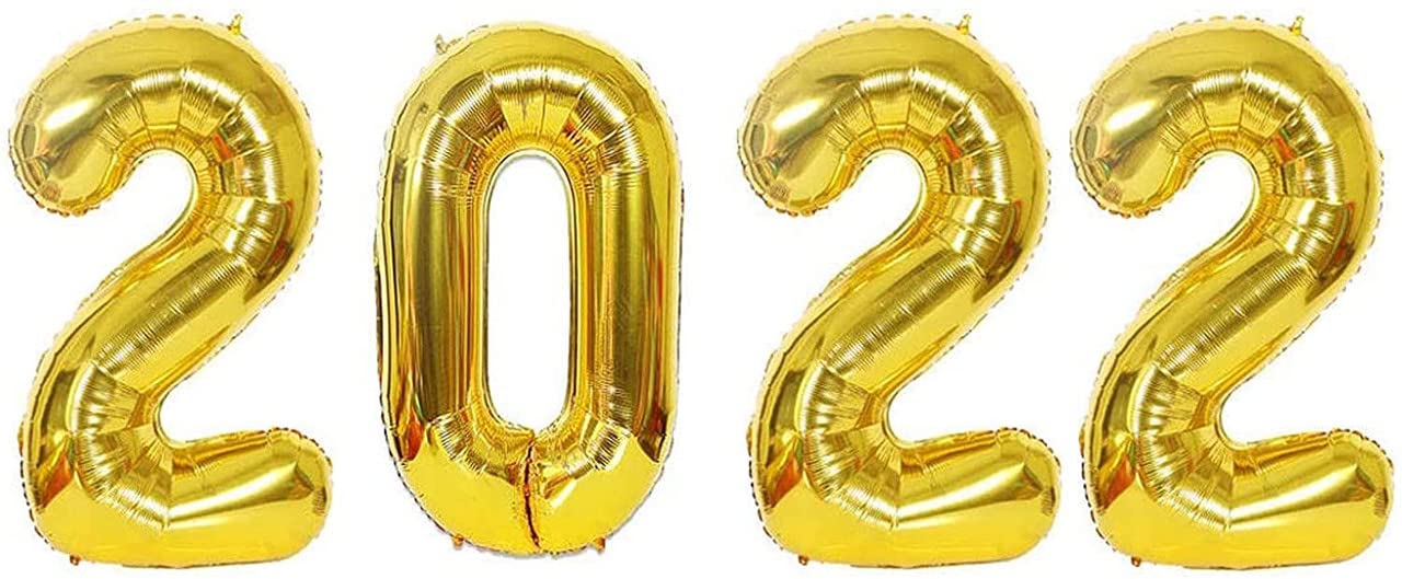 16 Inch Solid 2022 Number Gold Foil Balloon - Image 2