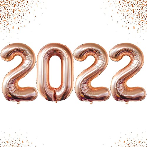 16 Inch Solid 2022 Number Rosegold Foil Balloon - Image 2