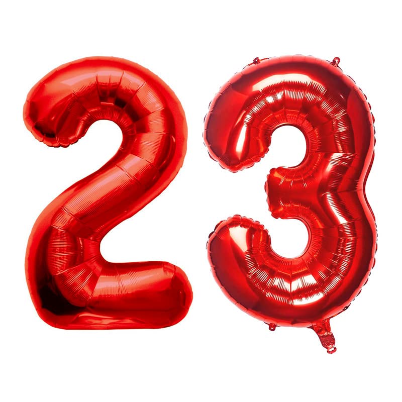 16 Inch Solid 23 Number Red Foil Balloon