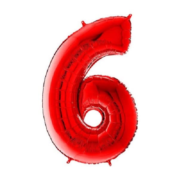16 Inch Solid 6 Number Red Foil Balloon