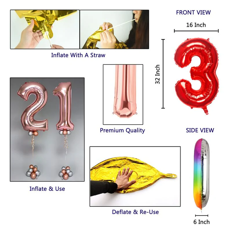 16 Inch Solid 8 Number Red Foil Balloon - Image 3