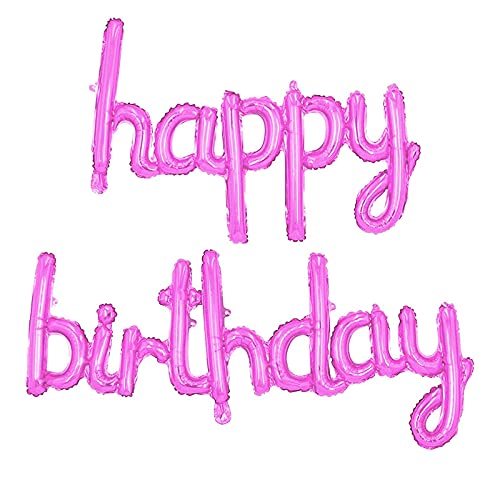 16 Inch Solid Cursive Happy Birthday Alphabets Letters Pink Color Foil Balloon