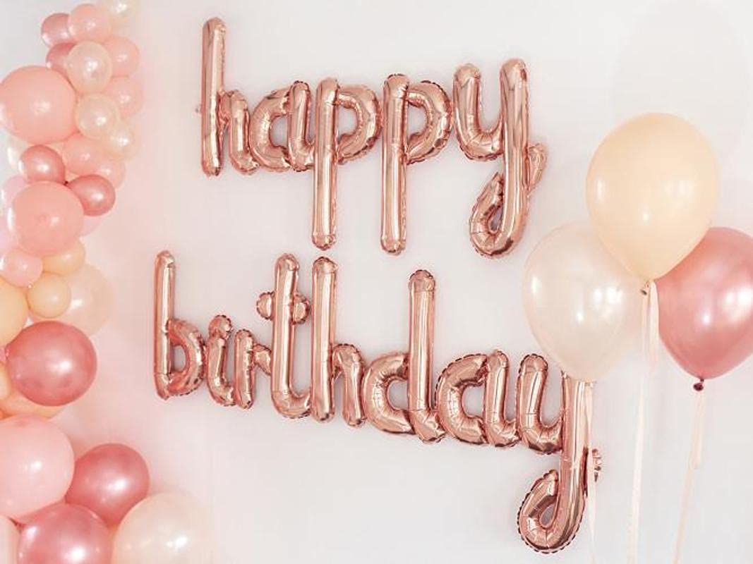 16 Inch Solid Cursive Happy Birthday Alphabets Letters Rose Gold Color Foil Balloon - Image 3