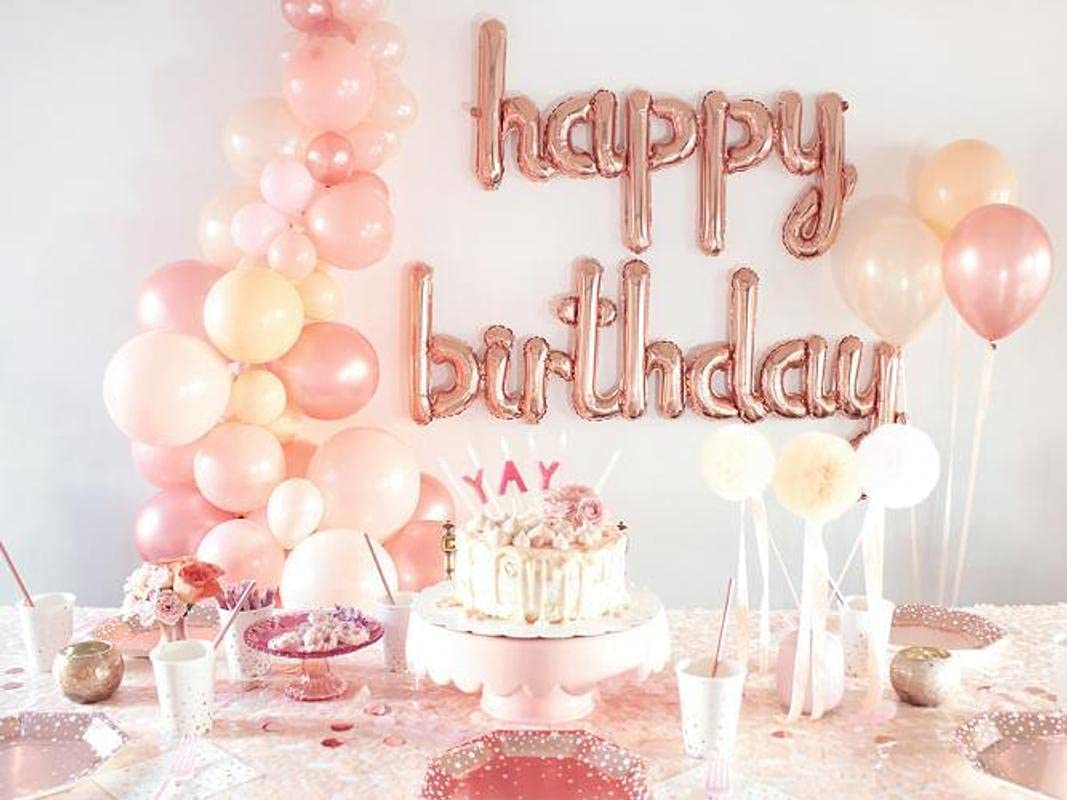 16 Inch Solid Cursive Happy Birthday Alphabets Letters Rose Gold Color Foil Balloon - Image 4