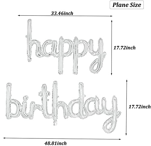 16 Inch Solid Cursive Happy Birthday Alphabets Letters Silver Color Foil Balloon - Image 2