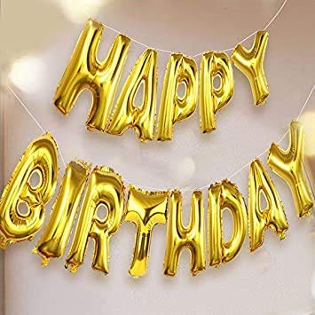 16 Inch Solid Happy Birthday Alphabets Letters Gold Color Foil Balloon - Image 2