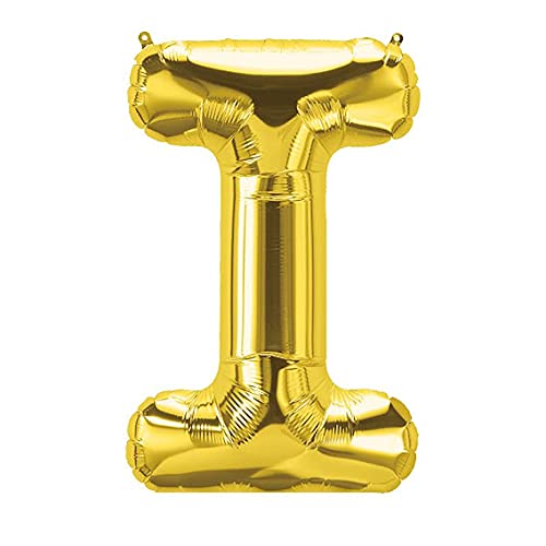 16 Inch Solid I Alphabets / Letters Gold Foil Party Balloon