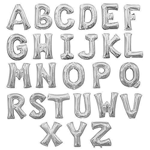16 Inch Solid R Alphabet / Letters Silver Foil Party Balloon - Image 2