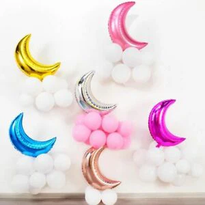 18 Inch Golden Metallic Crescent Moon Shaped Foil Balloon (Pack of 1) - Image 3
